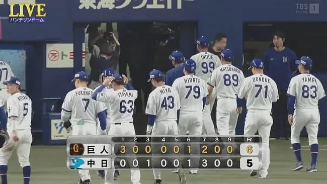 中日、9年ぶり開幕5連敗…12球団唯一の白星ナシで単独最下位 ドラ1が6回4失点デビュー