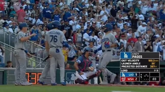 ドジャース・パヘス、二試合連発第3号3ランホームラン!リードを7点に広げる!!!!!!!!!!!!!!