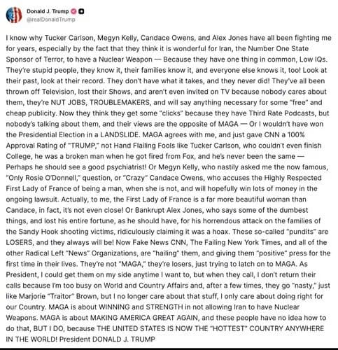 【悲報】トランプさん、長文お気持ち表明でガチのヤンデレ化してしまうwwwwwwwwww