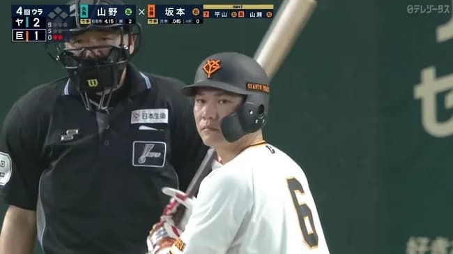坂本勇人.043(23-1) 出塁率.120 長打率.043 OPS.163