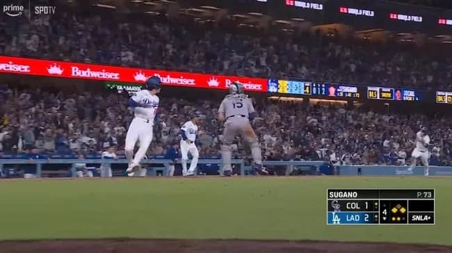 大谷翔平に援護点!4回裏2アウト二三塁からコールのタイムリーで1点追加!リードを再び2点に広げる!!!!!!!!!!