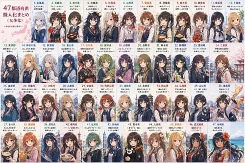 【悲報】彡(●)(●)「47都道府県を女体化しろ」AI「……」wwwwwwwwww